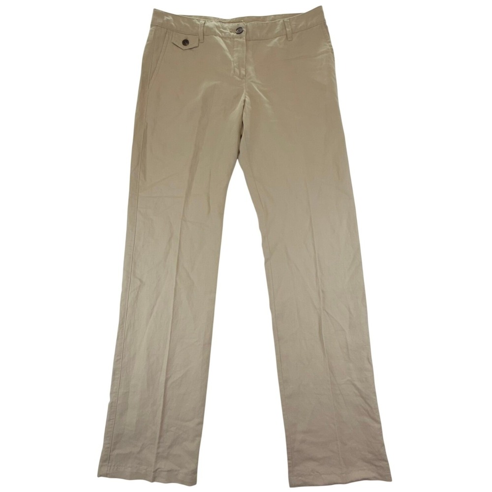 MNG Basics Chinos Womens 6 Tan Khaki Linen Cotton Straight Leg Trousers 64312653